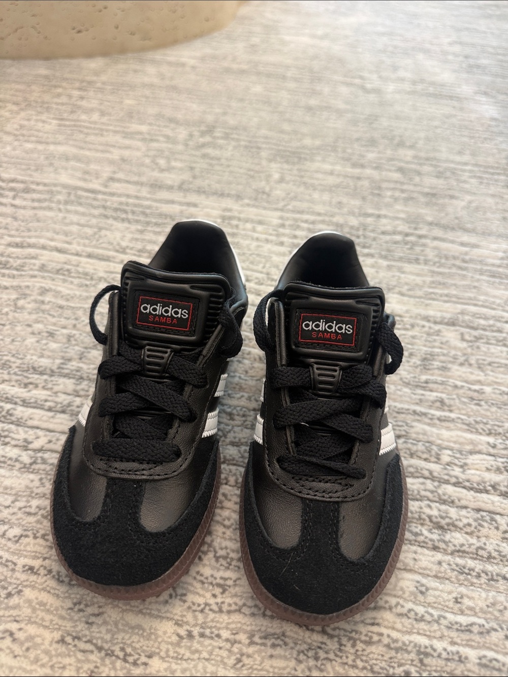 adidas Kids Samba Sneakers in Black with White Stripes